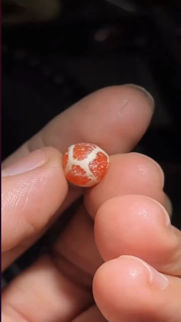 未镶嵌颈饰玛瑙/玉髓pz1125-91蚀花老珠子单珠约9.7mm