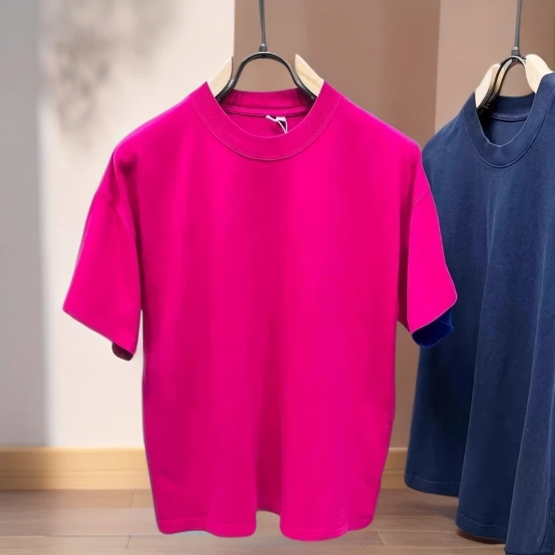 纯棉高品质260g纯色圆领短袖男夏季百搭阔版休闲潮流T恤时尚上衣
