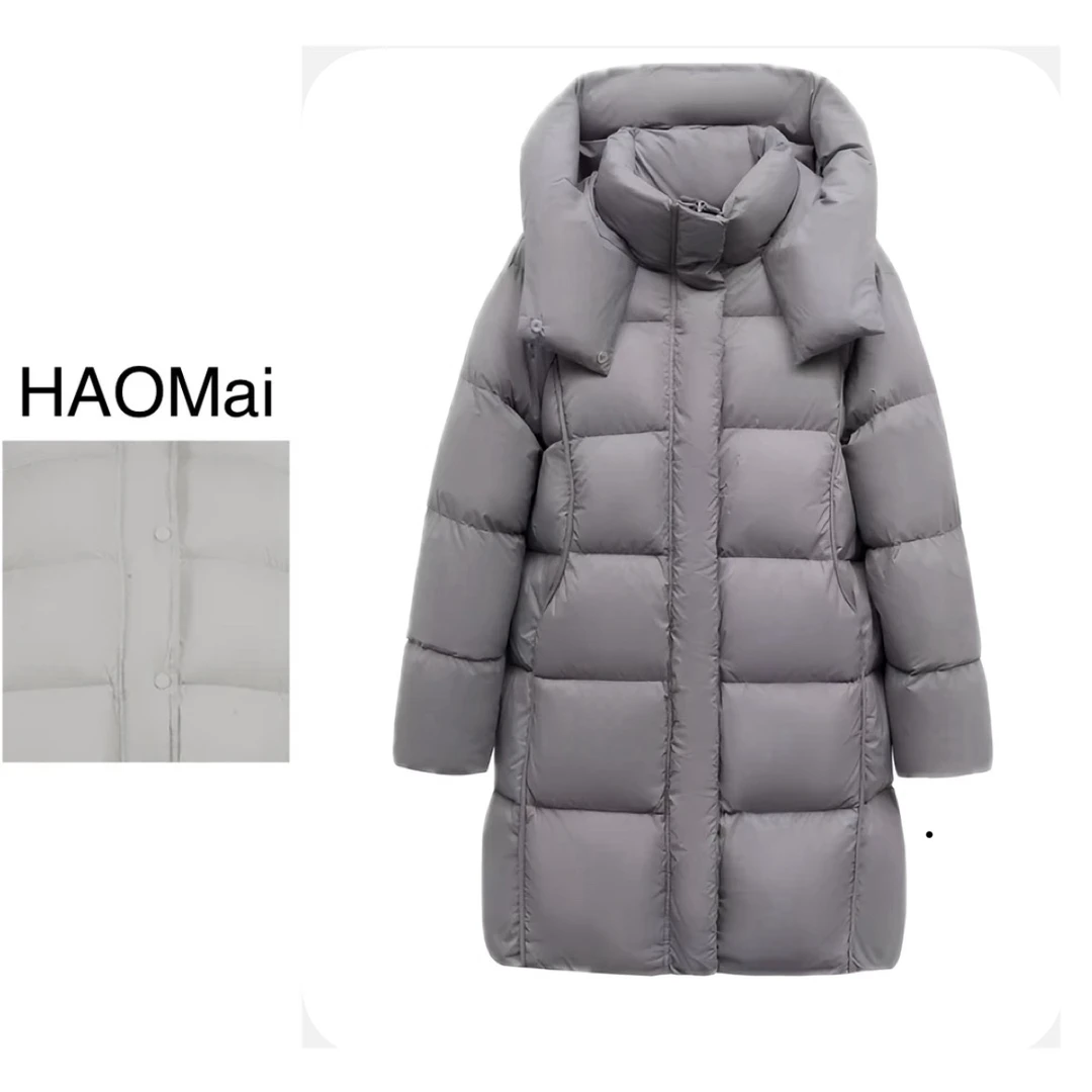 【95鹅绒】工厂自用 鹅绒 泡芙感15D柔软面料韩系连帽中长