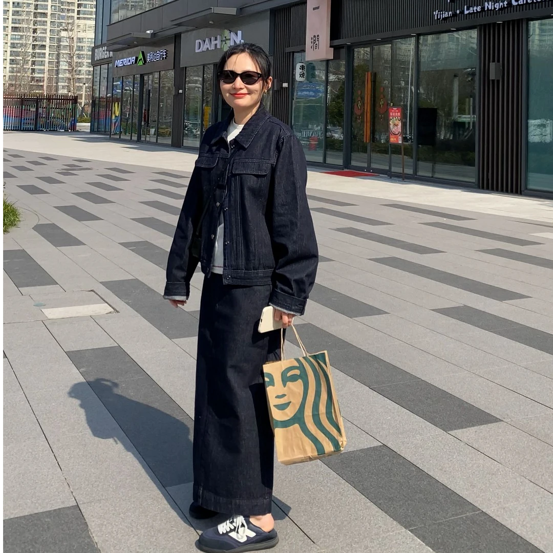 穿搭公式~高品质洋气显瘦牛仔套装 上衣+半裙 2025新款