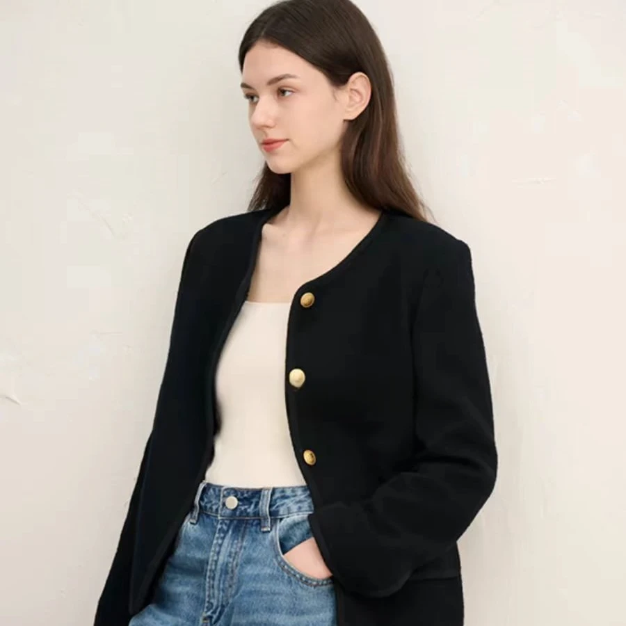 高品质羊毛法式小香风羊毛短外套2321