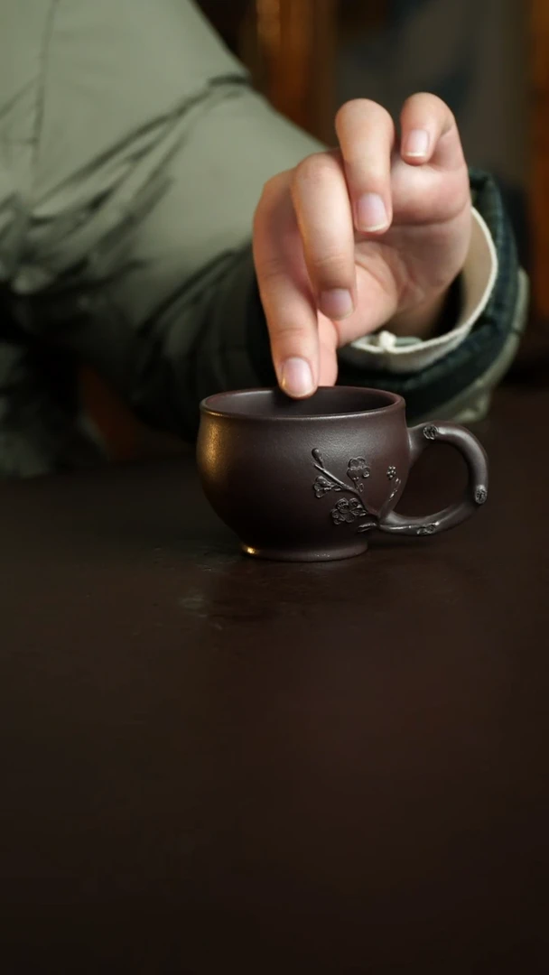 茶杯紫砂11号 特价  梅枝把杯 宜兴紫砂原矿作品