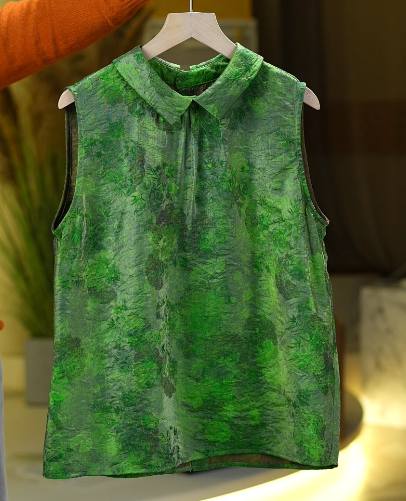 青柠<<非遗美学>>2427-1新中式国风印花时尚百搭上衣