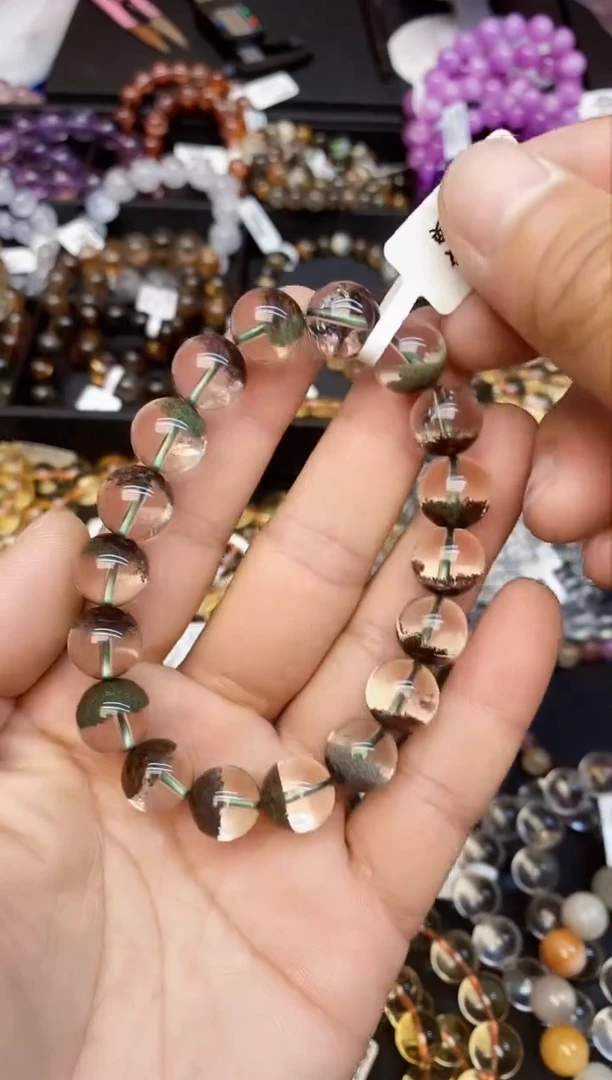 水晶手串未镶嵌64绿幽灵11mm+