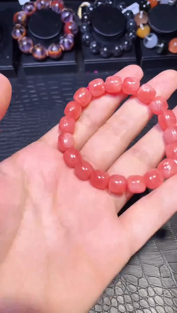 【闪购商品】菱锰矿手链未镶嵌红纹石单圈A9（多样性发其一）