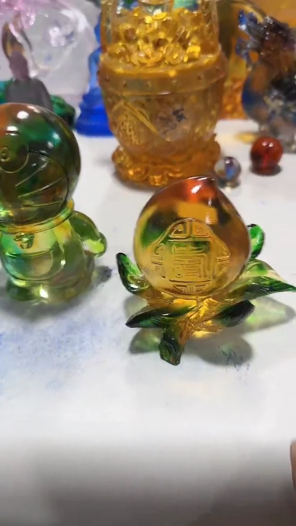 手工艺品琉璃寿桃 古法琉璃  微瑕介意勿拍 不退不换
