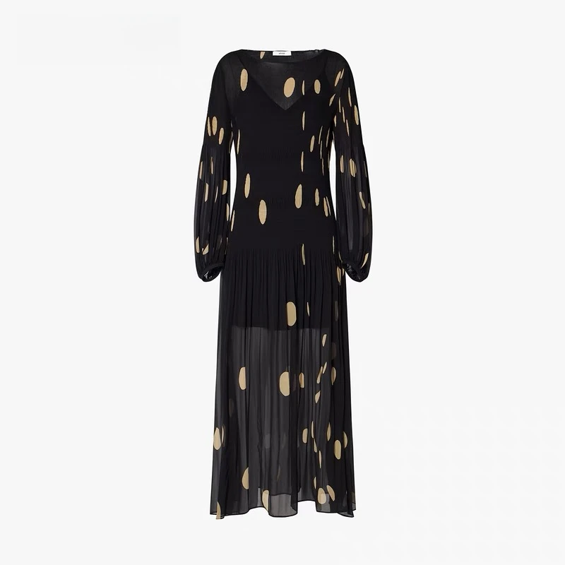 FAR ZOOM  波点早秋新款长袖连衣裙