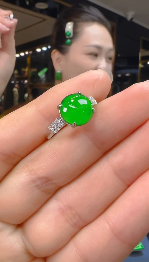 翡翠戒指银S925镶嵌047（多样性发其一）