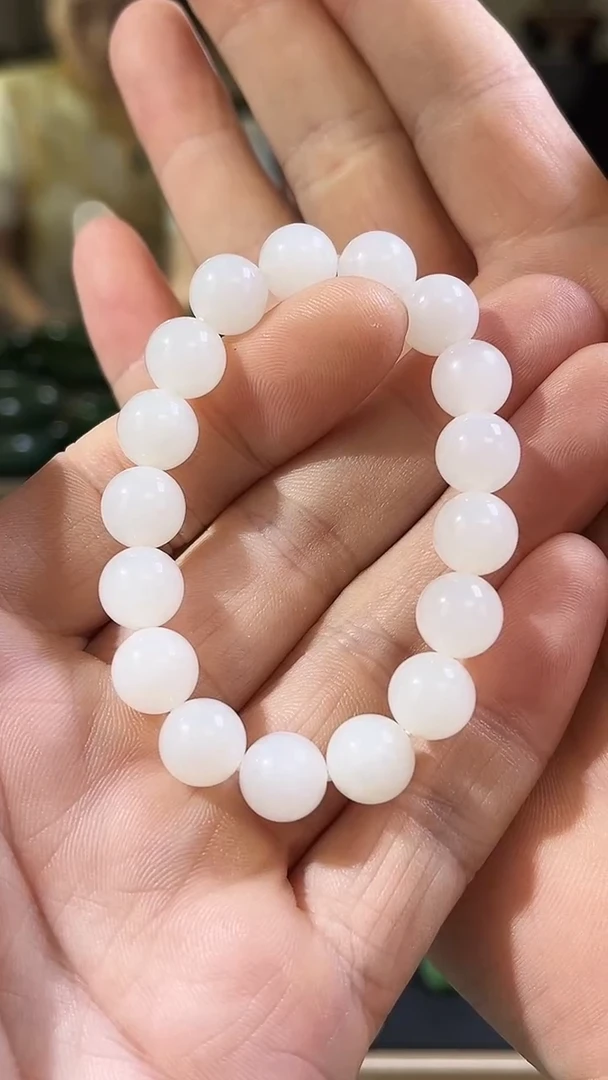 未镶嵌手串和田玉天****ა圆形无杂