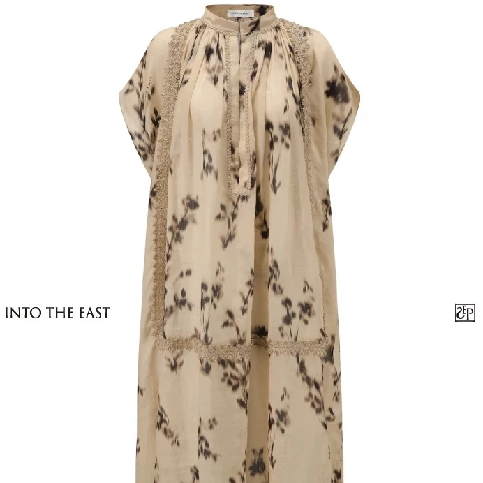 INTO THE EAST花影拼织带连衣裙