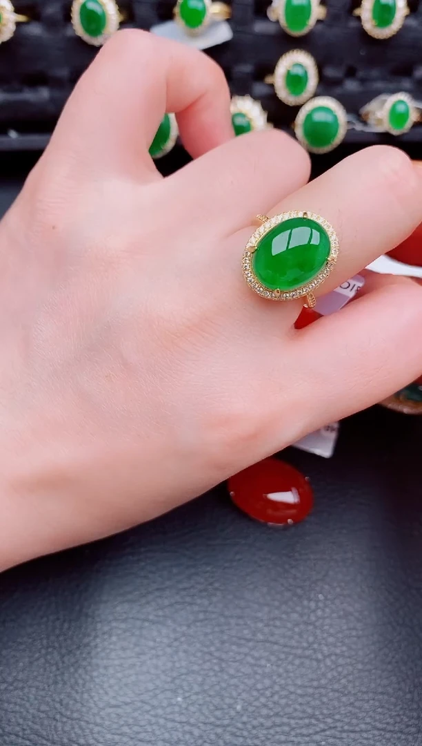 【闪购商品】翡翠戒指银S925镶嵌天然a货翡翠532