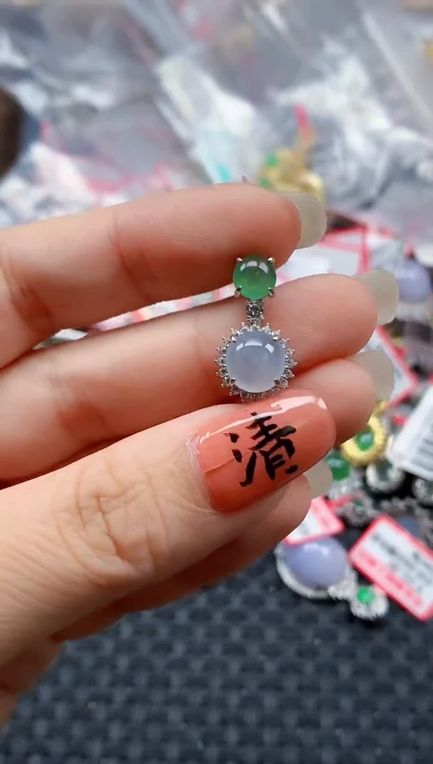 银S925镶嵌戒指翡翠天然A货缅甸翡翠