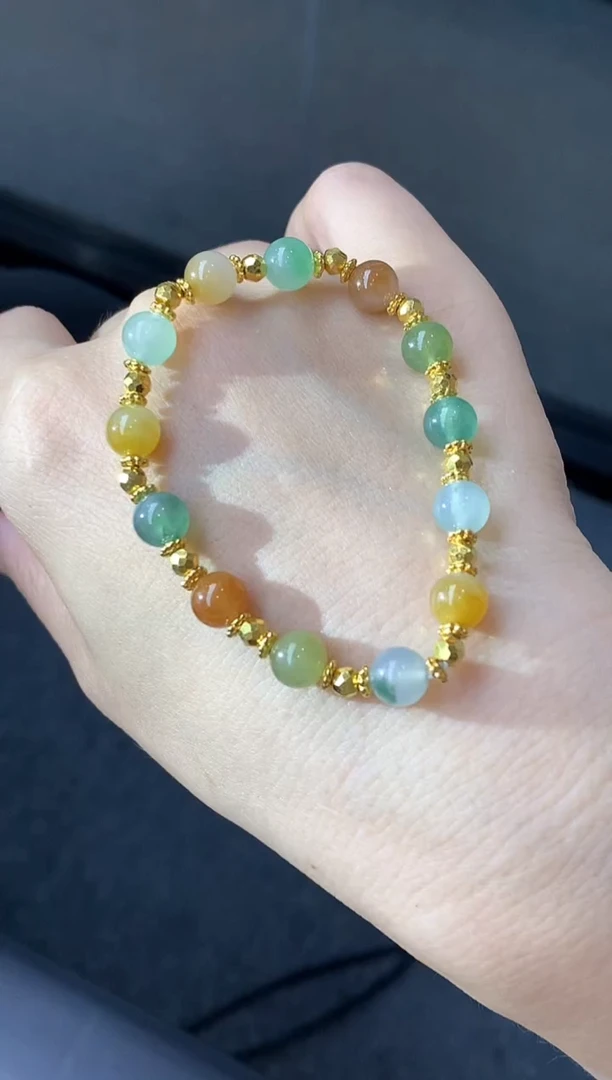 足金镶嵌手链翡翠341-中国好珍宝