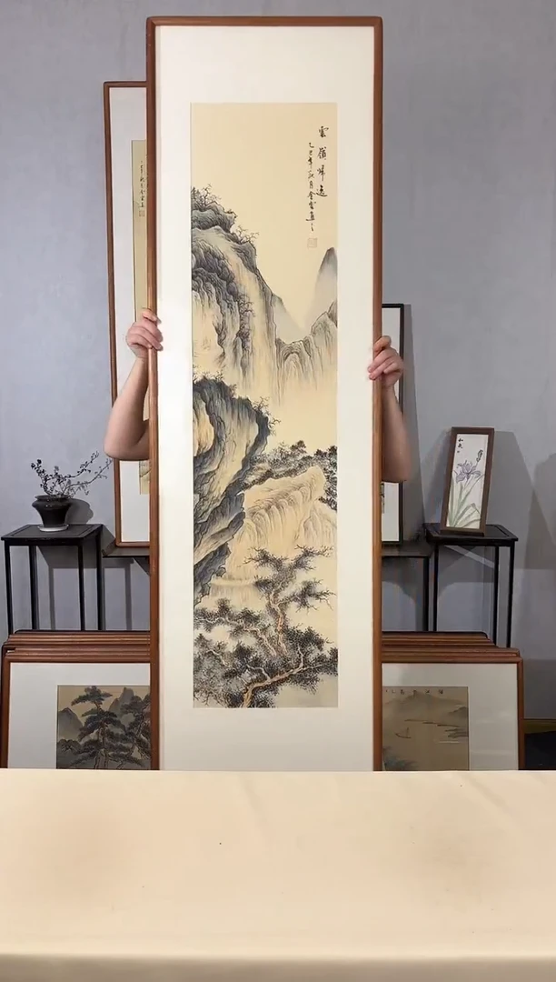 国画手绘*云岭归逸*52*172cm带框发货