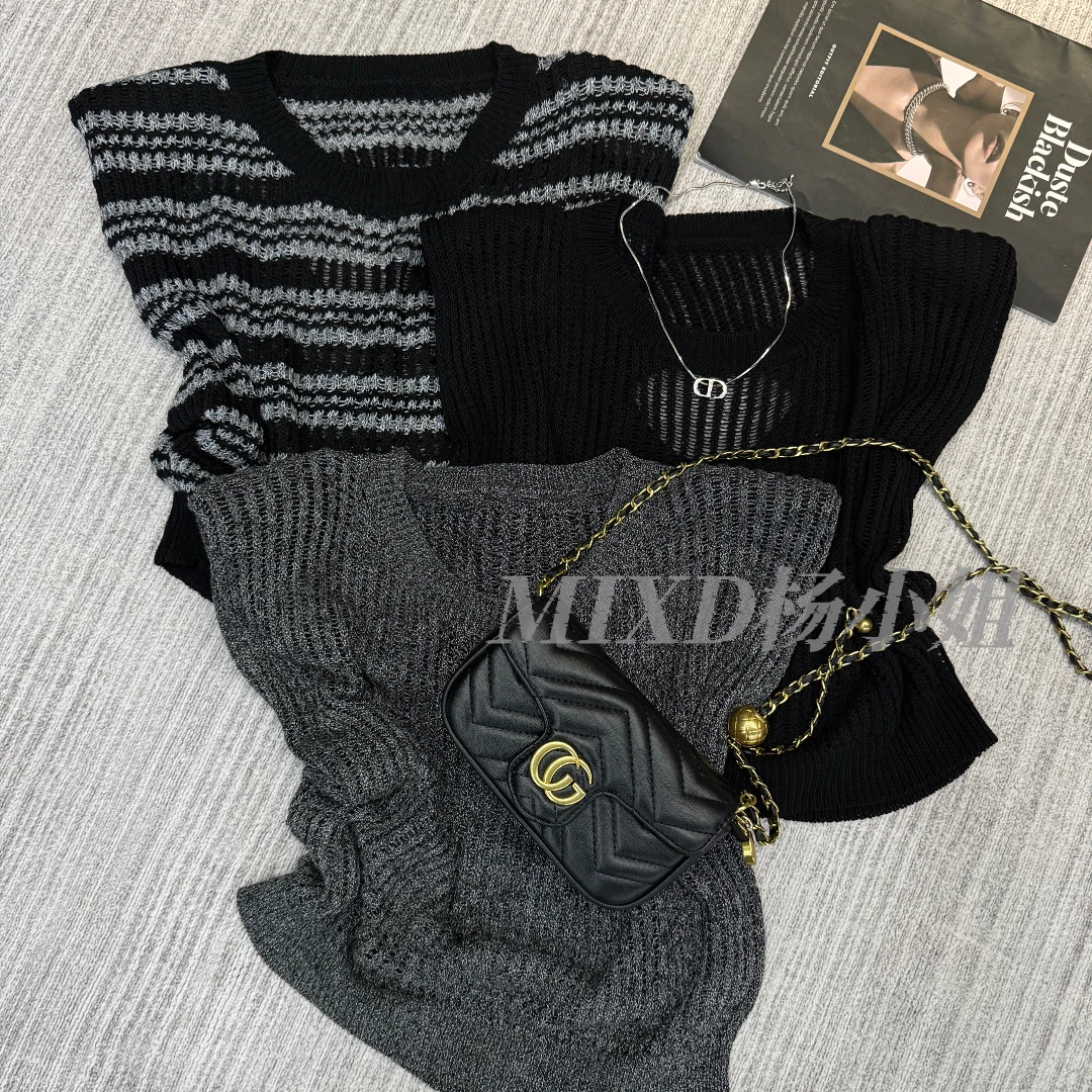 【MIXD杨小姐定制】2025夏款后背心机镂空气质时尚感肩袖针织上衣