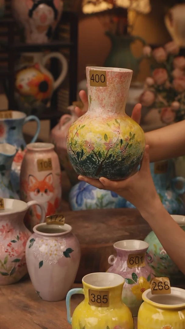 陶瓷400景德镇设计师手作花器摆件侘寂风