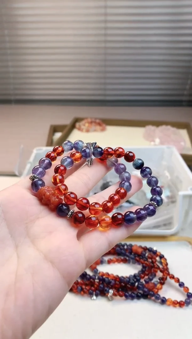 【闪购商品】水晶珠宝半成品未镶嵌红泊蓝莹双圈