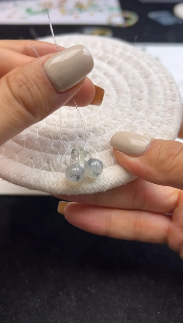 未镶嵌定制翡翠冰乌鸡波环圆珠一对880+88-lhm187