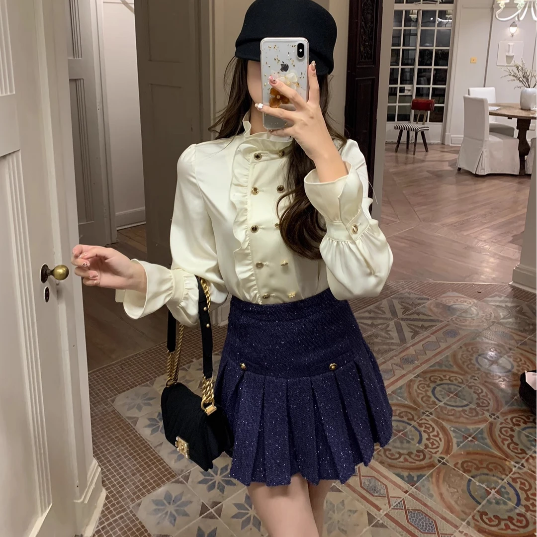 D轮D19【西柏林之夜】 银丝粗花呢编织财阀千金半裙