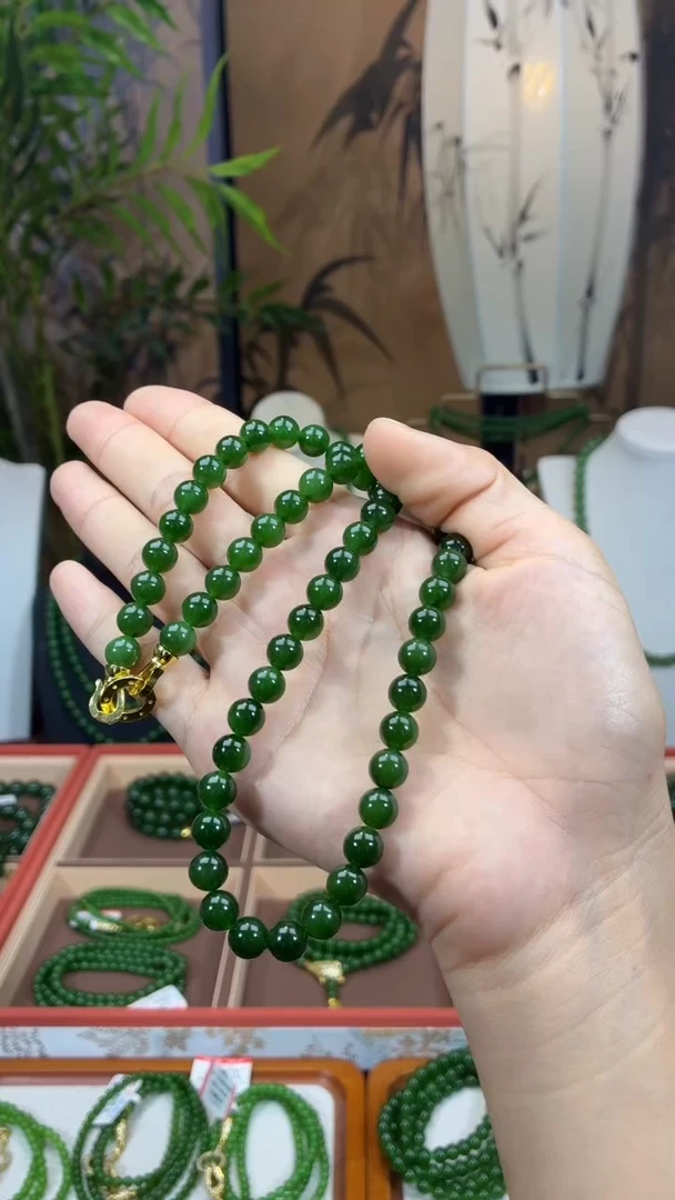 颈饰未镶嵌和田玉（碧玉）8菠菜微矿锁骨链