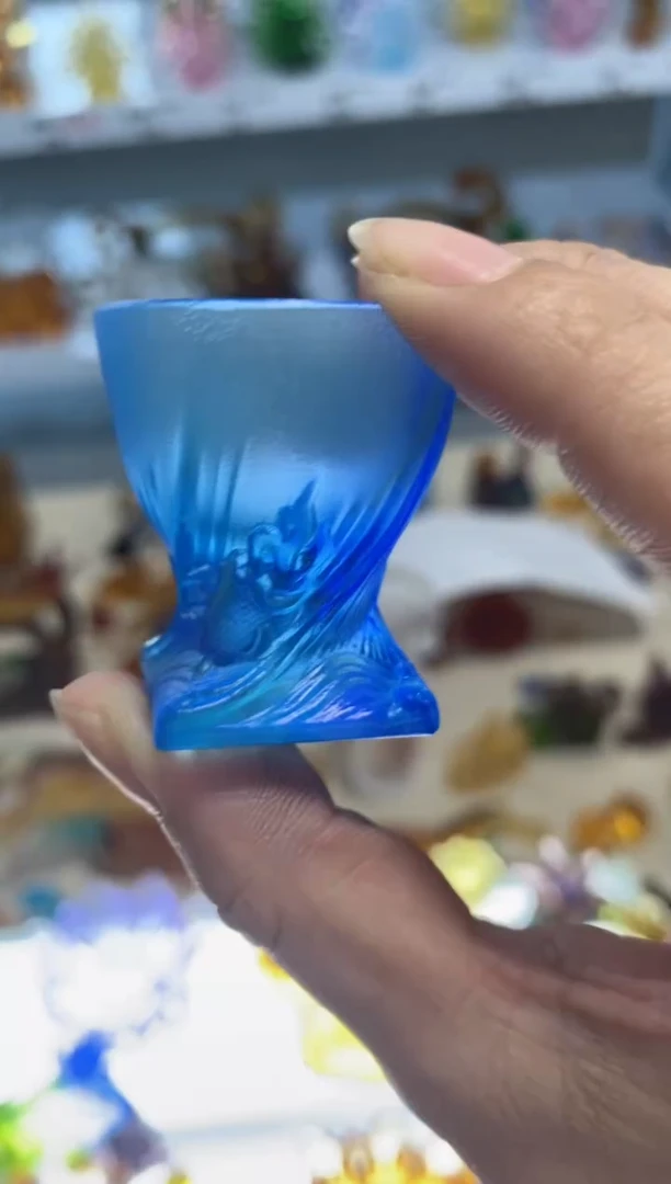 手工艺品琉璃完品一对两只  古法琉璃 介意勿拍 不退不换