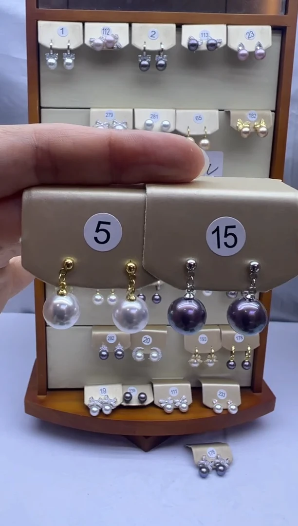 未镶嵌耳饰淡水珍珠5+15