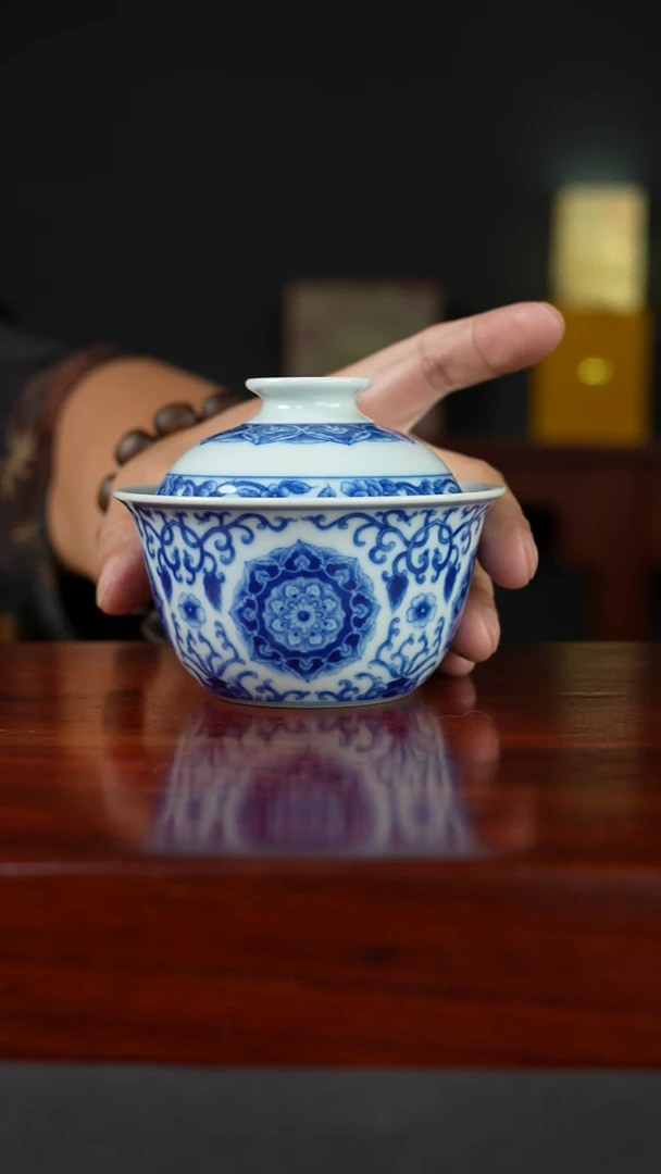 祖传窑真柴窑传承400年宝相二才盖碗