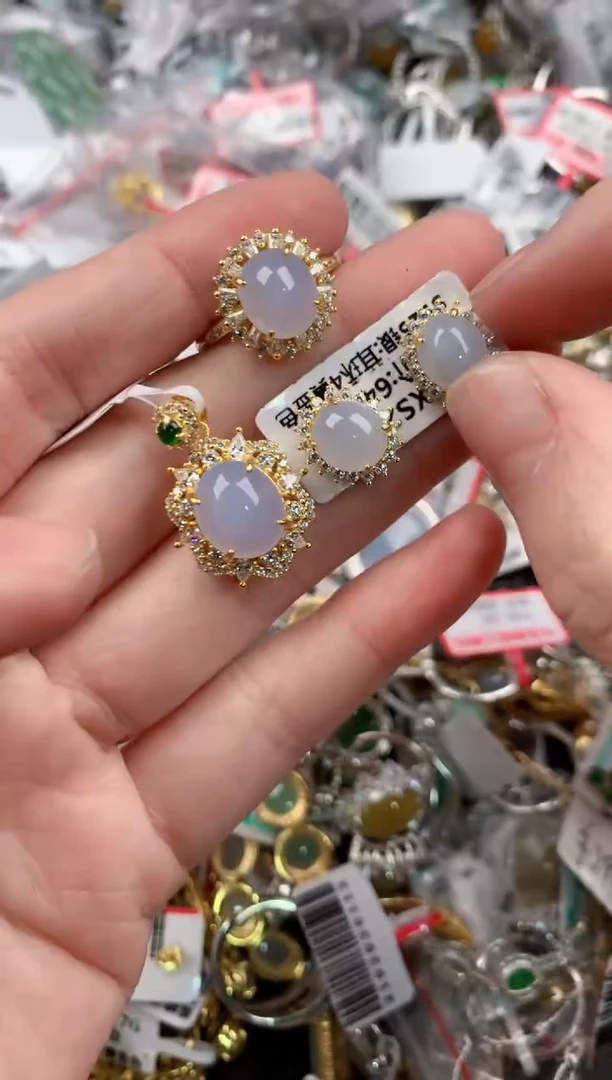 银S925镶嵌戒指翡翠13           7