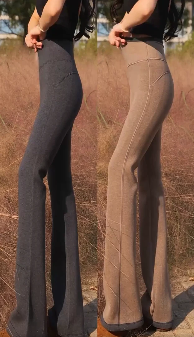 加绒微喇叭裤女秋冬季修身显瘦紧身休闲瑜伽运动马蹄卫裤韩版