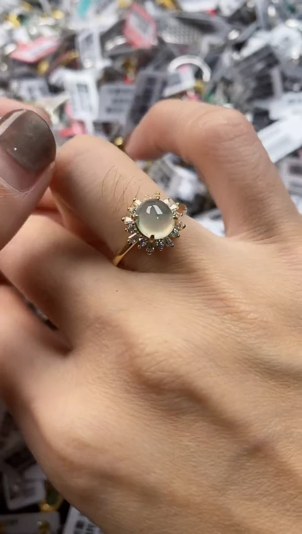 翡翠戒指银S925镶嵌222-------4