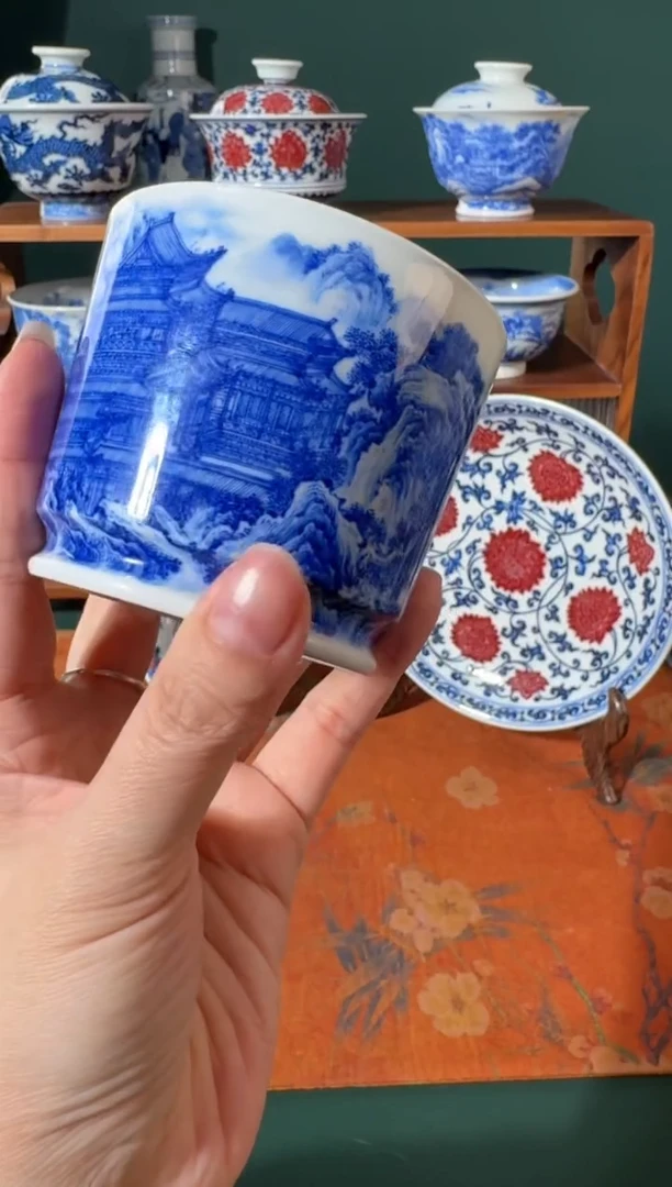 【闪购商品】杯云山片玉 明皇避暑宫直口杯