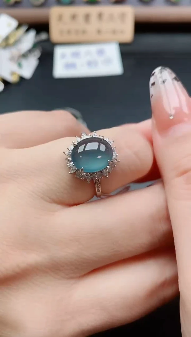 银S925镶嵌戒指翡翠1