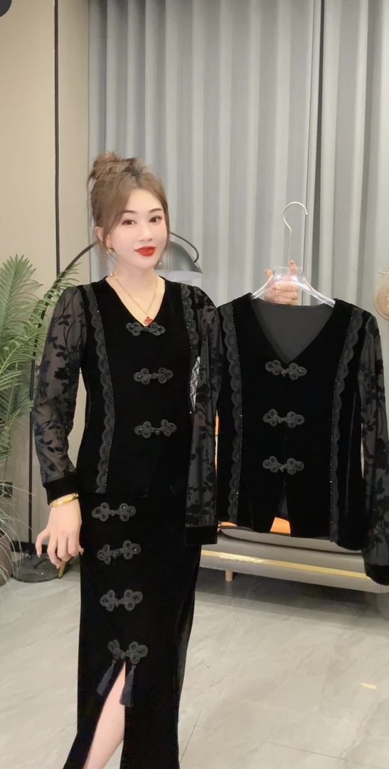 复古盘扣花边重工串珠衫1313#