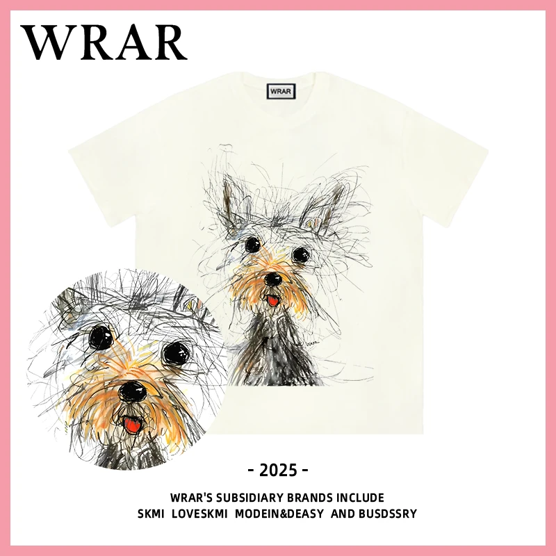 【手绘雪纳瑞】Pocket口袋服饰 新品圆领透气宽松T恤情侣半袖印花