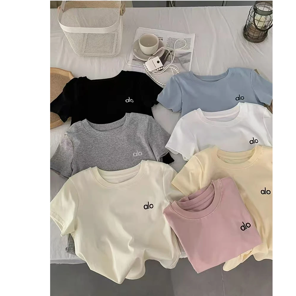 玲玲服饰【9605】写字楼刺绣olo字母短袖T