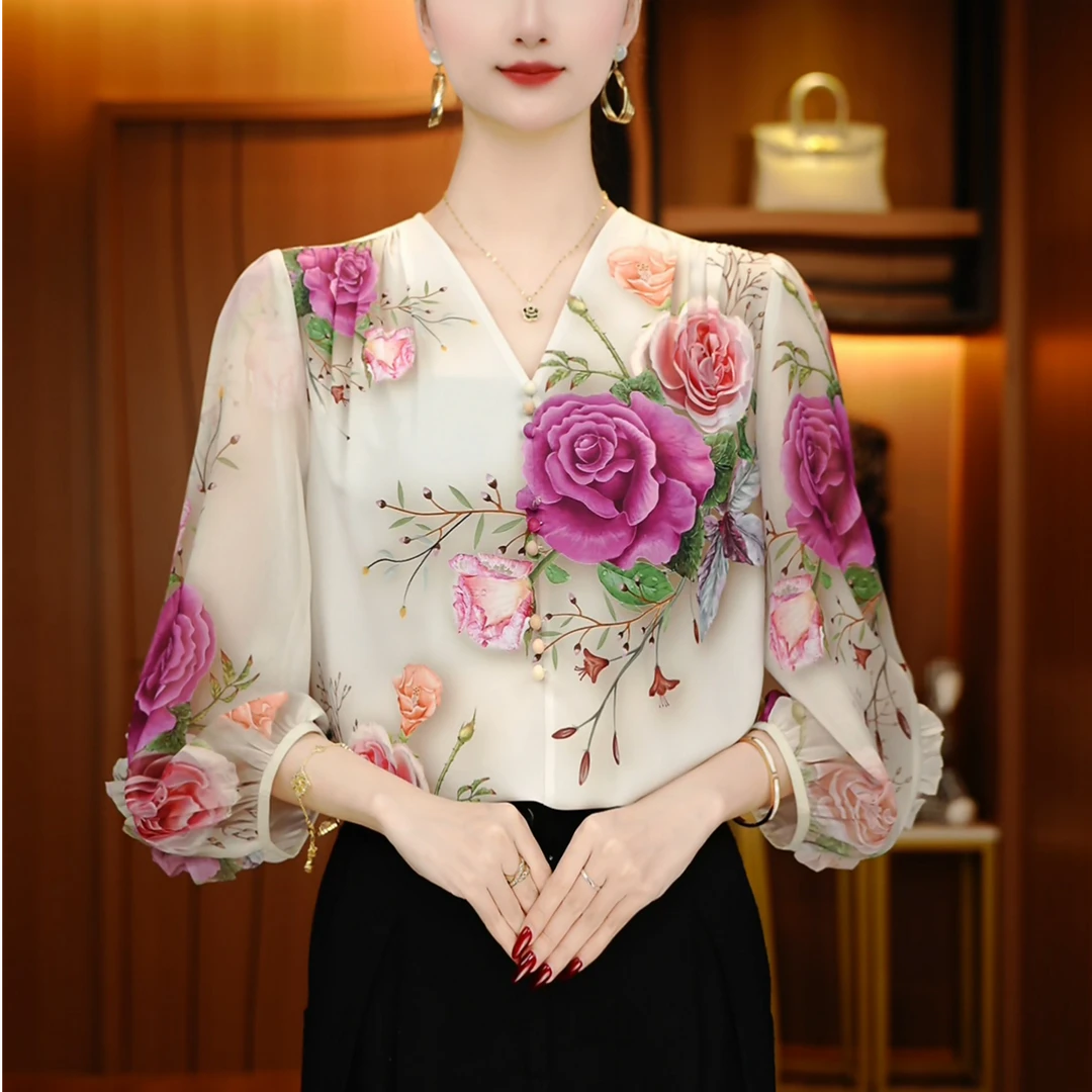 [风穗] 夏季上新新款洋气百搭设计长袖气质套头时尚宽松遮肉