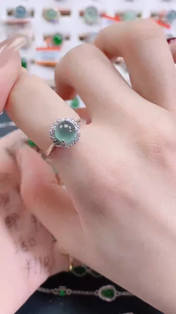 银S925镶嵌戒指翡翠天然翡翠