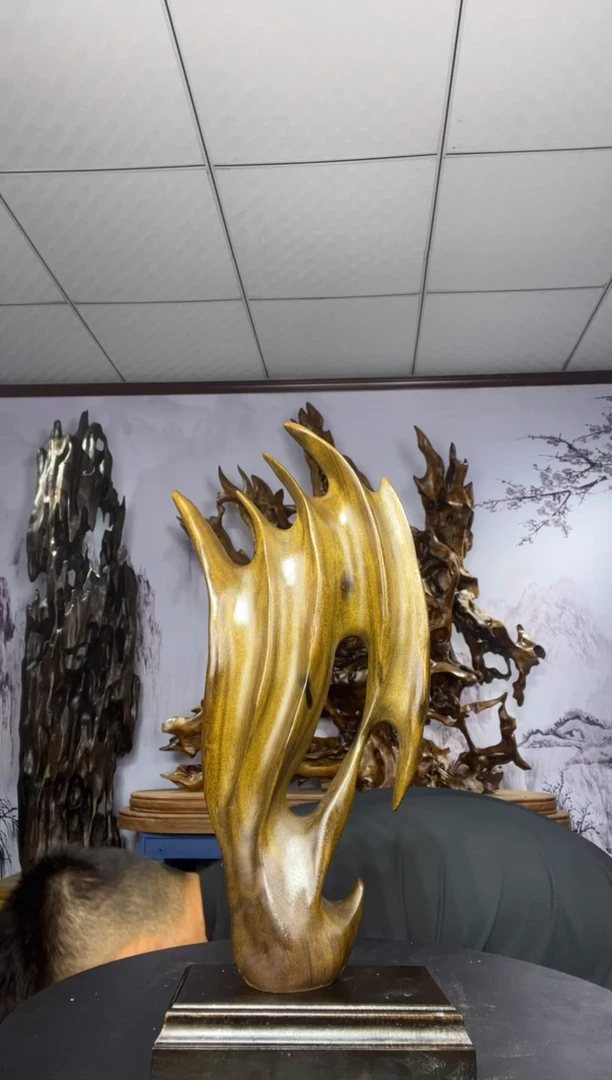 金丝楠木雕款心*金丝楠木工艺品摆件