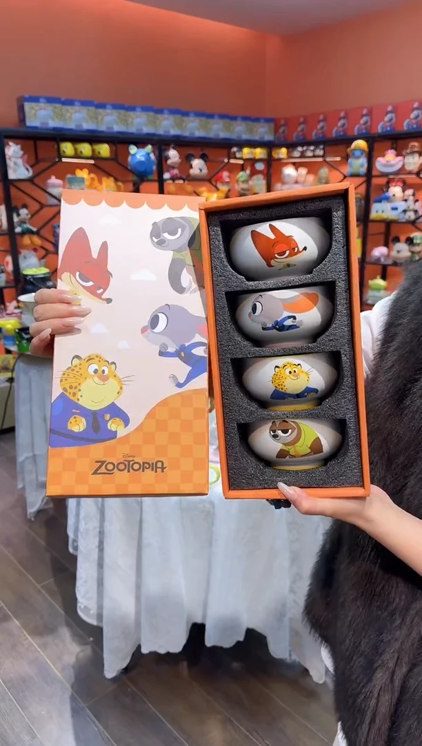 瓷片@@疯狂动物城4.5寸四碗礼盒装