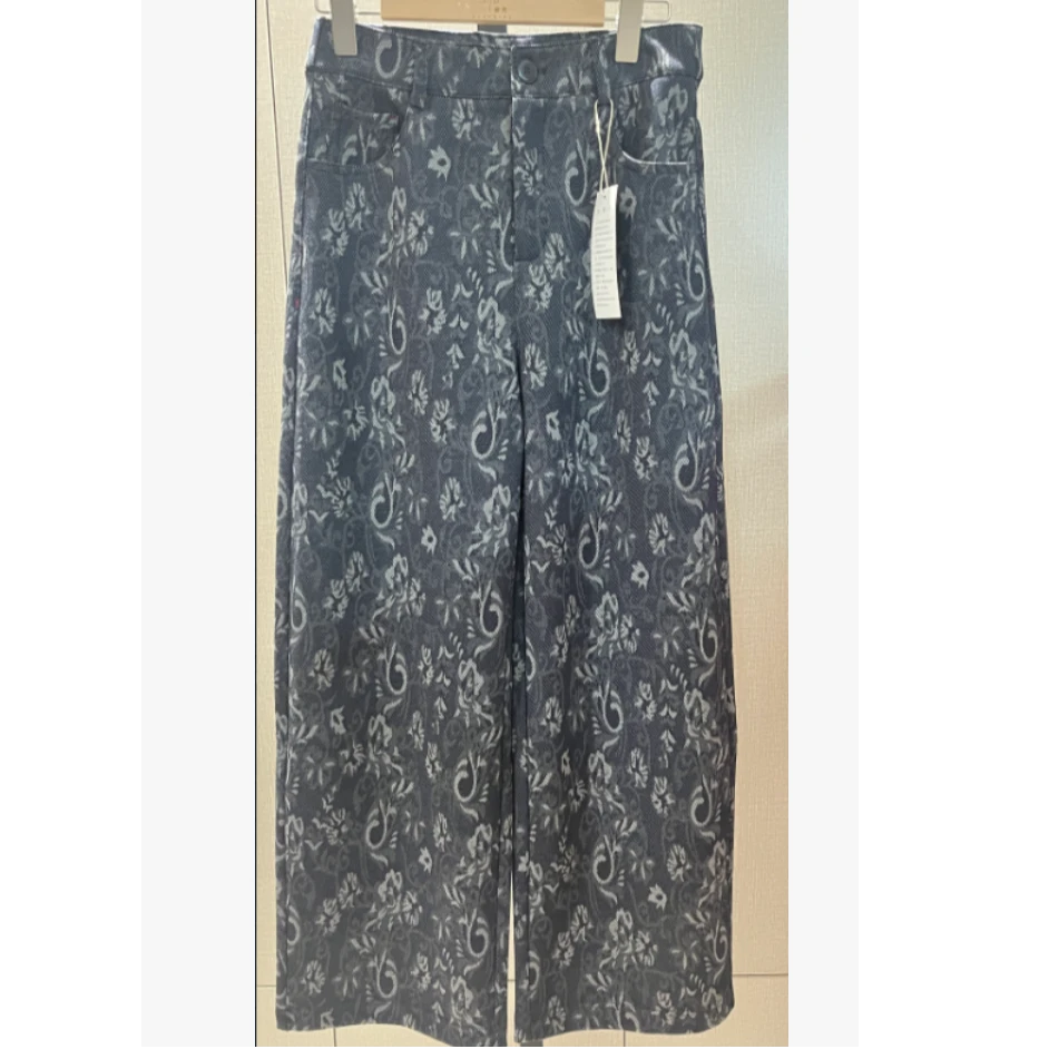 8679 老花羊毛醋酸拖地裤