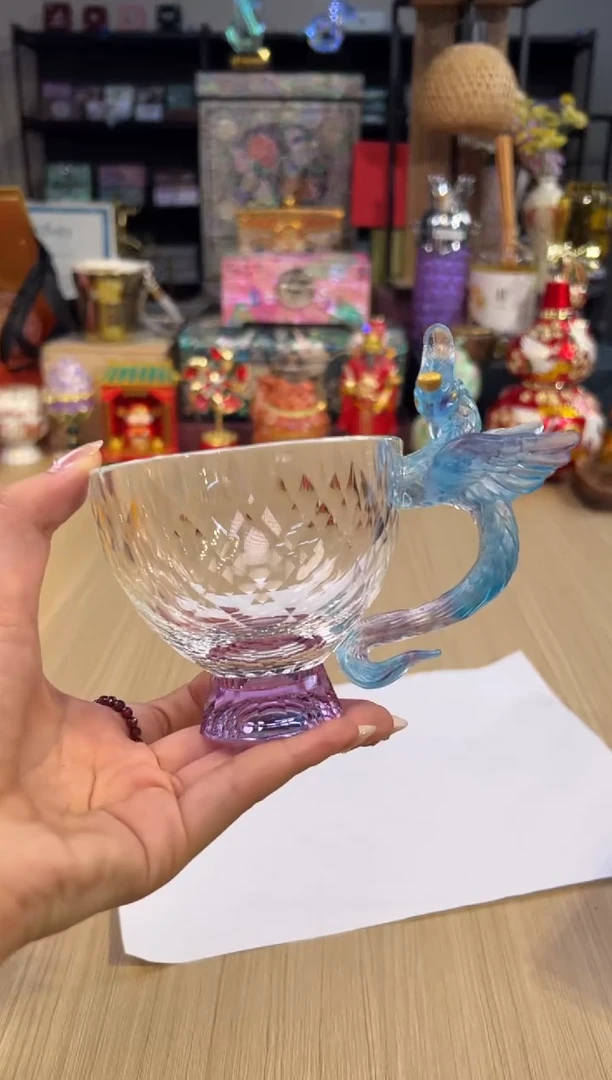 116栾凤琉璃水晶咖啡杯（蓝紫色）