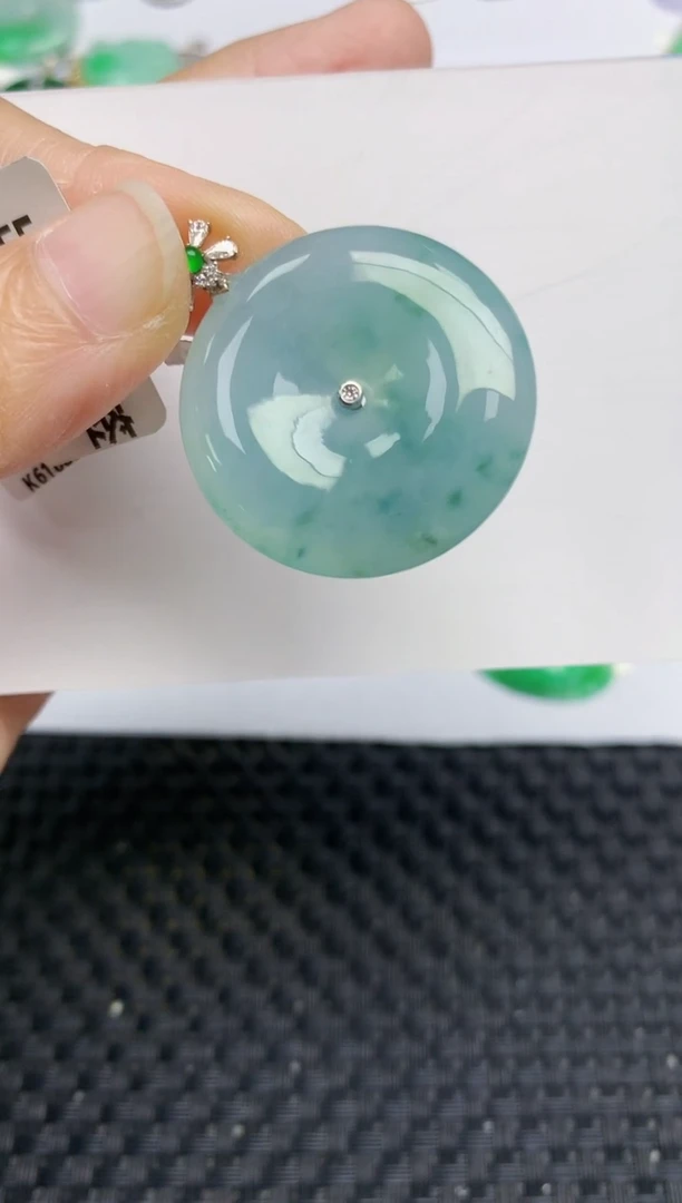 翡翠18K金镶嵌颈饰天然缅甸A货翡翠百元以上9元证书费自理