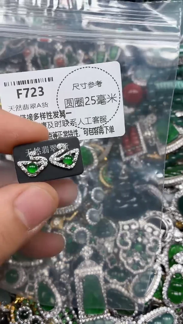 颈饰未镶嵌翡翠F723耳钉