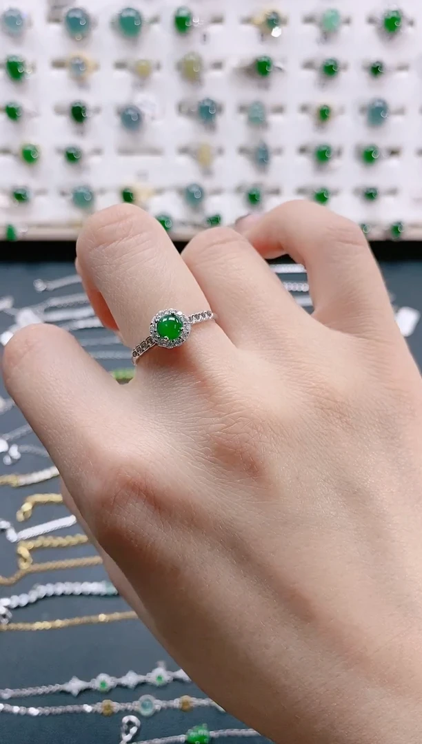 【闪购商品】翡翠戒指银S925镶嵌天然翡翠