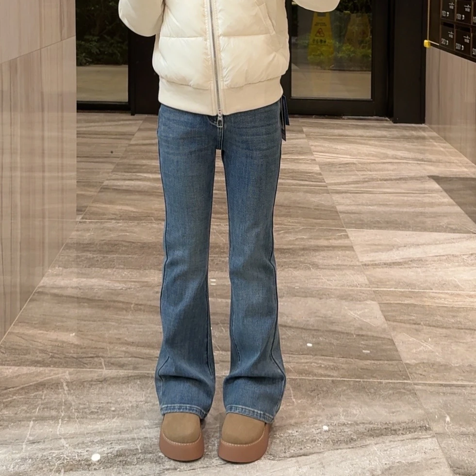 奈奈妮【四面弹喇叭裤】高品四面弹加厚抓毛牛仔喇叭裤8666