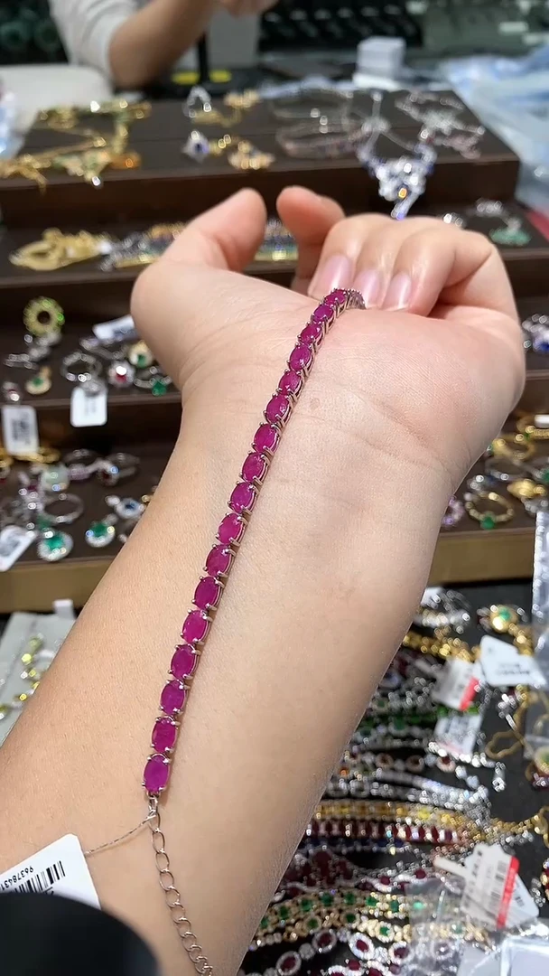 【闪购商品】红宝石手链银S925镶嵌手链