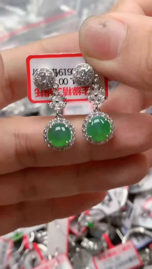 银S925镶嵌戒指翡翠天然A货缅甸翡翠