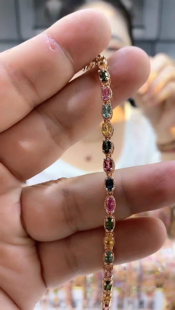 银S925镶嵌手链碧玺5354354354354354