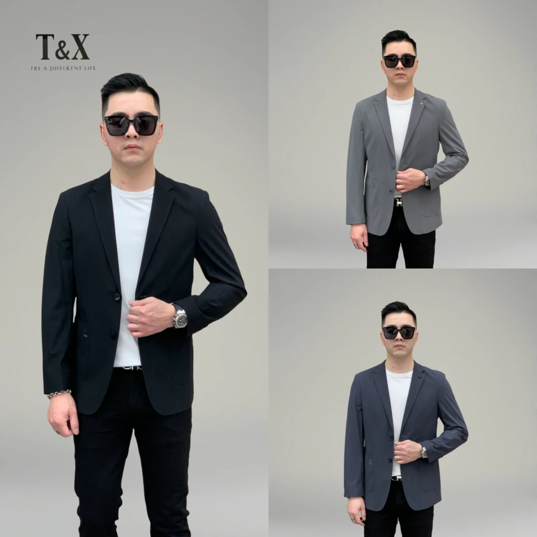 T&X/梯形2025早春男士华夫格弹力免熨休闲西装百搭外套（0006）