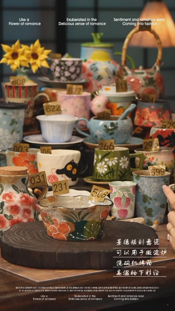 陶瓷景德镇高温釉下彩手工手绘款式